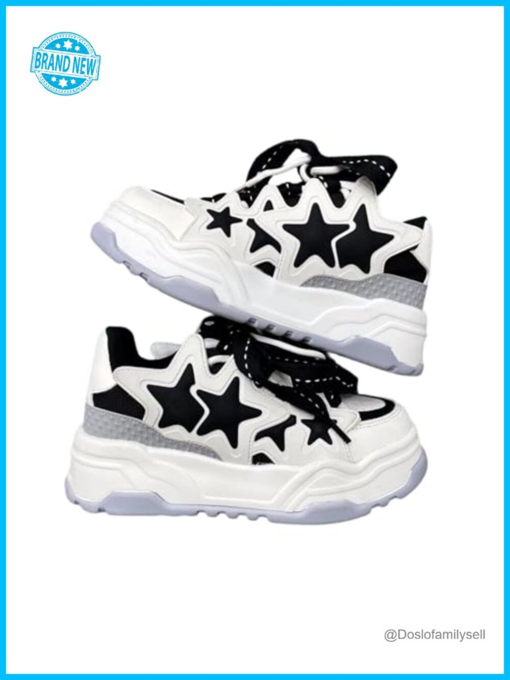 Womens Star Platform Sneakers Thick Sole Chunky Y2K Kawaii Walking Shoes